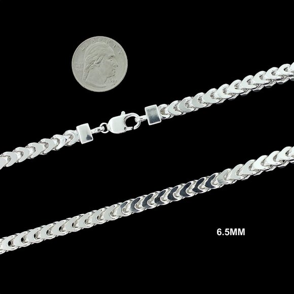 Real 925 SOLID Sterling Silver 6.5mm Franco Link Chain Necklace 20" inch - Picture 2 of 6